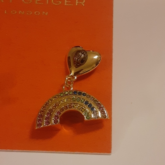 Kurt Geiger Bow and Rainbow Gold Accent Heart Earrings - Picture 7 of 17